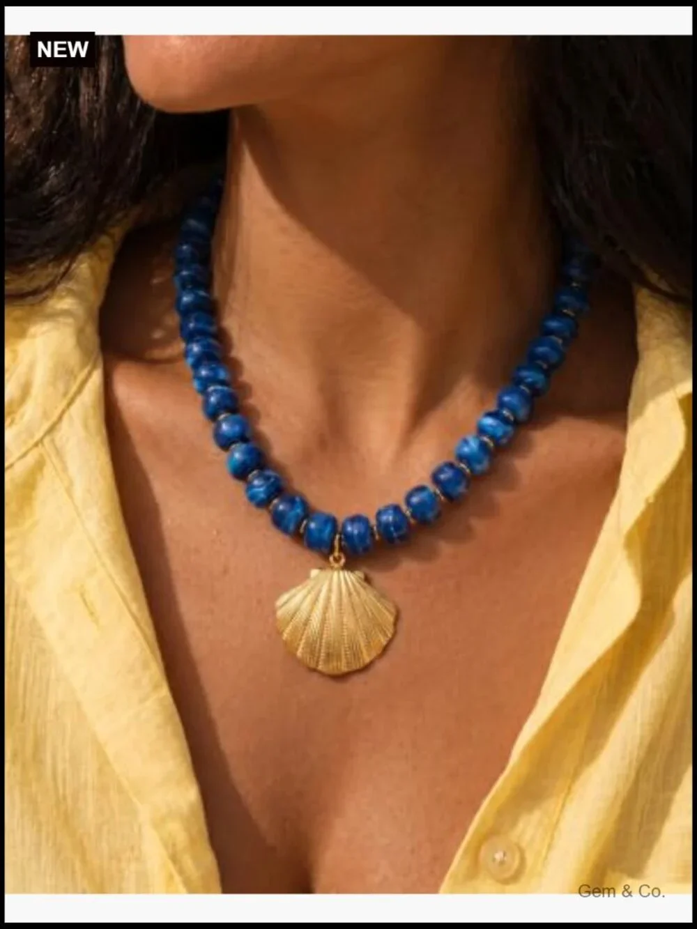 Chunky Beaded Necklace with Starfish & Shell Pendants Nautical Jewelry